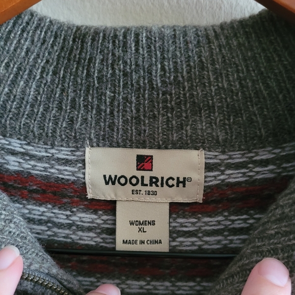 Woolrich lambs wool fair isle quarter zip sweater Women's XL - Picture 2 of 7